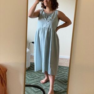 Tie Top Gingham Midi Dress